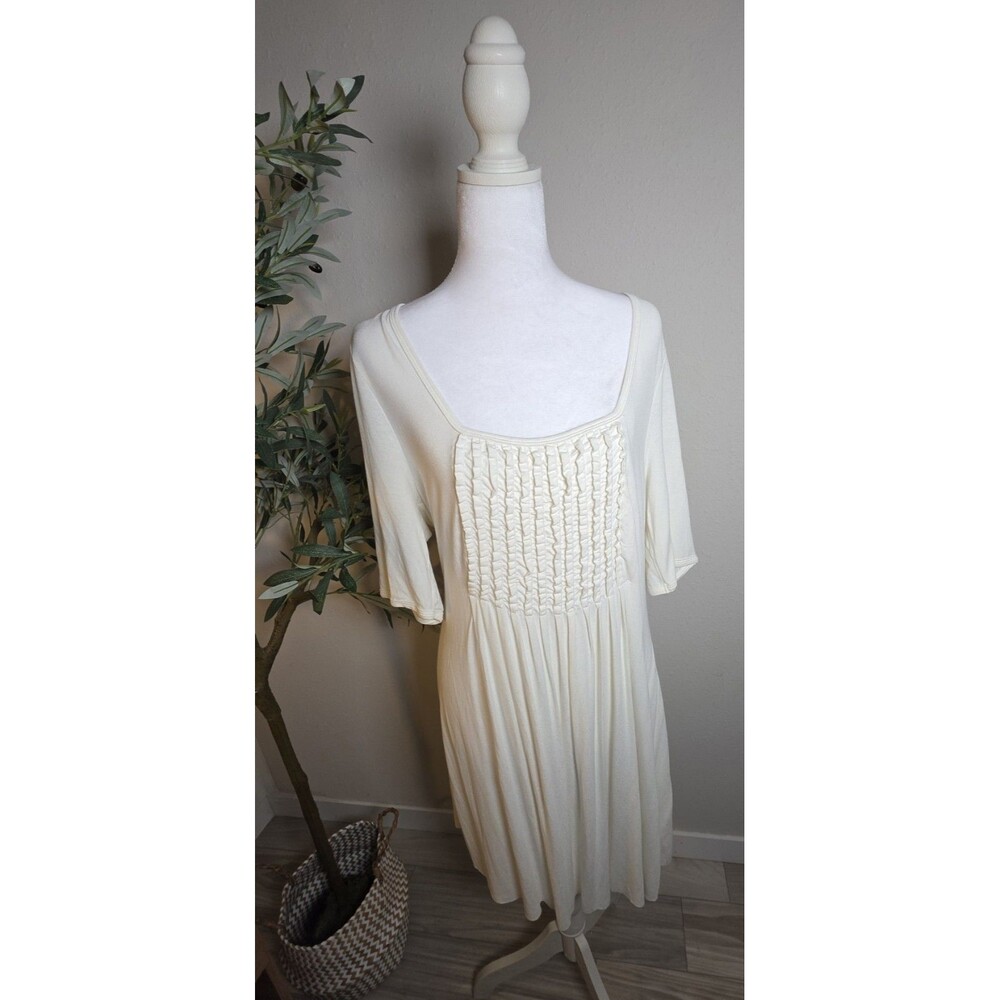 Anthropologie Bailey 44 Vintage Y2K Ivory Ruffle Tunic Dress L NWT
